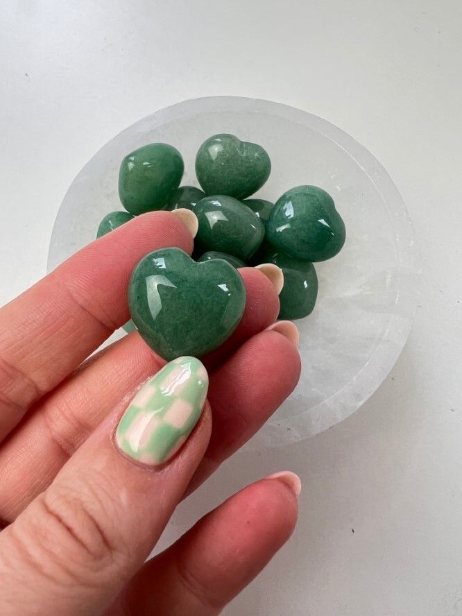 Natural Green Aventurine Stone Gemstone Crystal Puffy Heart