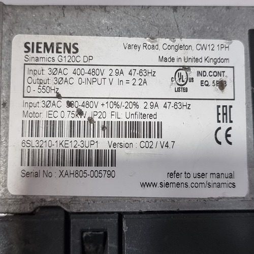SIEMENS 6SL3210-1KE12-3UP1 POWER MODULE