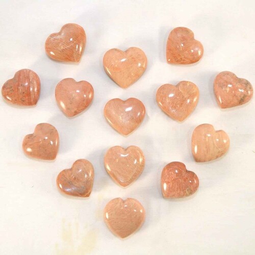 Natural Sun Stone Gemstone Crystal Puffy Heart