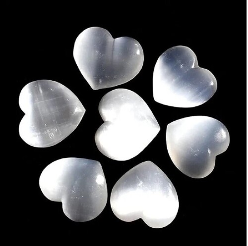 Natural Selenite Stone Gemstone Crystal Puffy Heart