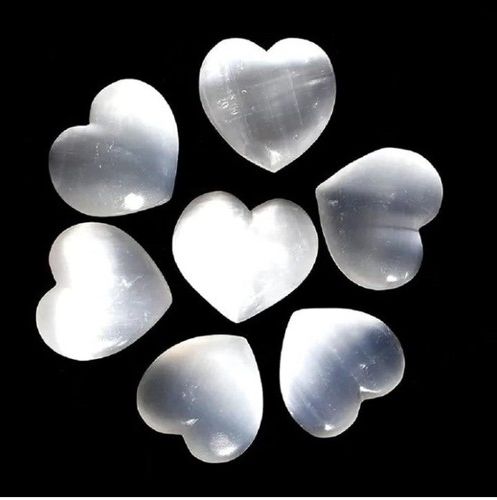 Natural Selenite Stone Gemstone Crystal Puffy Heart