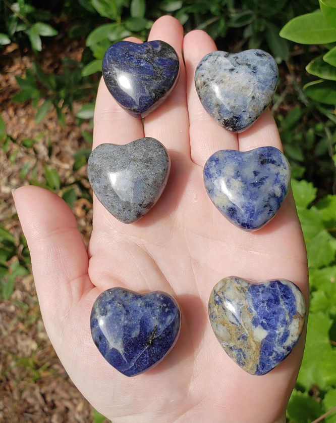 Natural Sodalite Stone Gemstone Crystal Puffy Heart