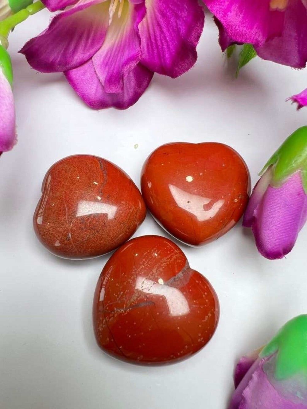 Natural Red Jasper Stone Gemstone Crystal Puffy Heart