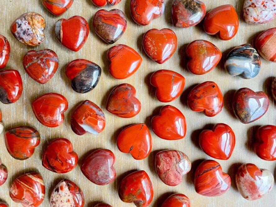 Natural Red Jasper Stone Gemstone Crystal Puffy Heart