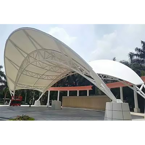 Stage Covering Shed - Steel Structure | White Color Durable Steel Roof and Walls for Enhanced Longevity and Protection