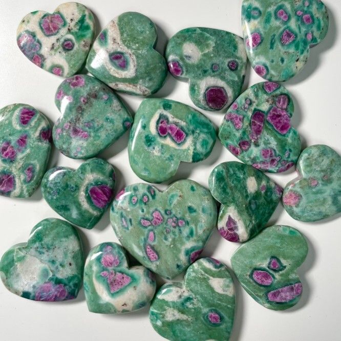 Natural Ruby Fuchsite Stone Gemstone Crystal Puffy Heart