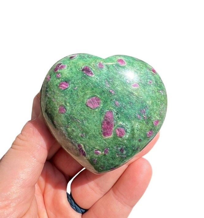 Natural Ruby Fuchsite Stone Gemstone Crystal Puffy Heart