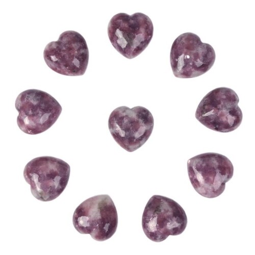 Natural Lepidolite Stone Gemstone Crystal Puffy Heart