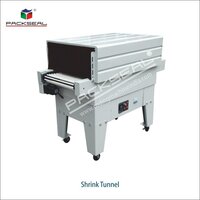 Shrink Tunnel Packing Machine - 900x450x(50-250) Mm | Mild Steel, Automatic, 0-10 M/min Speed, White, 1-year Warranty, Industrial Use For Pharma, Oil, Soap, Detergent, Fertilizer