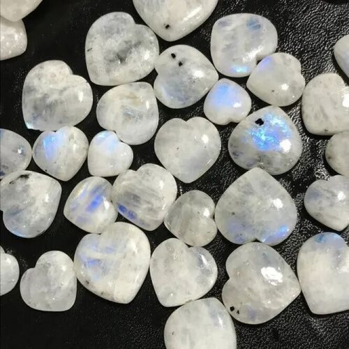 Natural Rainbow Moon Stone Gemstone Crystal Puffy Heart
