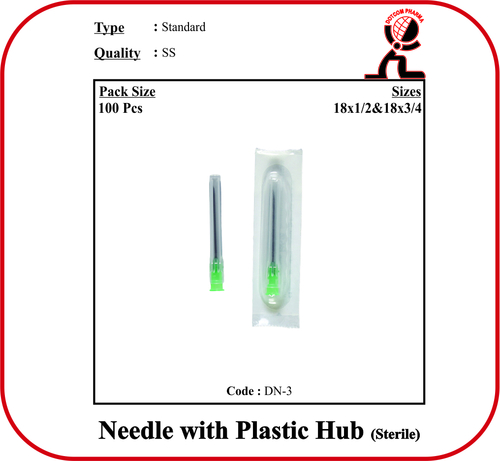 Comfortable To Use  And Good In Quality Needle With Plastic Hub