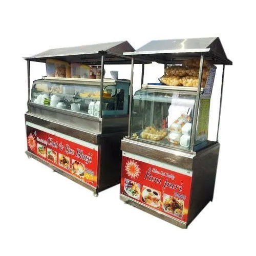 2 Shelves Street Food Counter - Stainless Steel, Glass Display, Polished Silver Finish | Ideal for Showcasing Culinary Delights