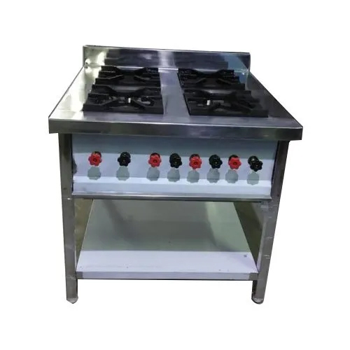 Silver 4 Burner Cooking Range