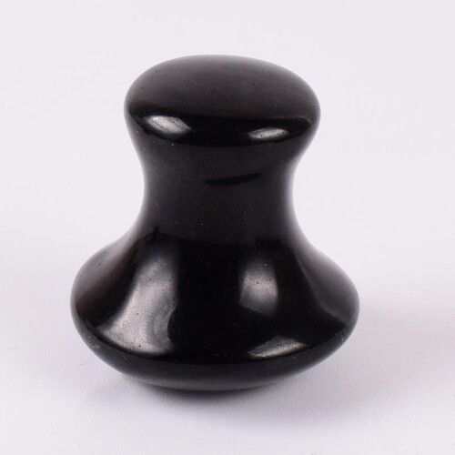 Natural Black Obsidian Gemstone Mushroom Shape Face Massager Gua Sha