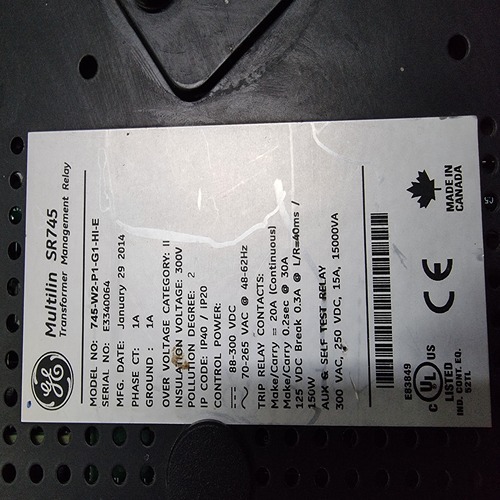 GE MULTILIN 745-W2-P1-G1-HI-E 745 TRANSFORMER MANAGEMENT RELAY