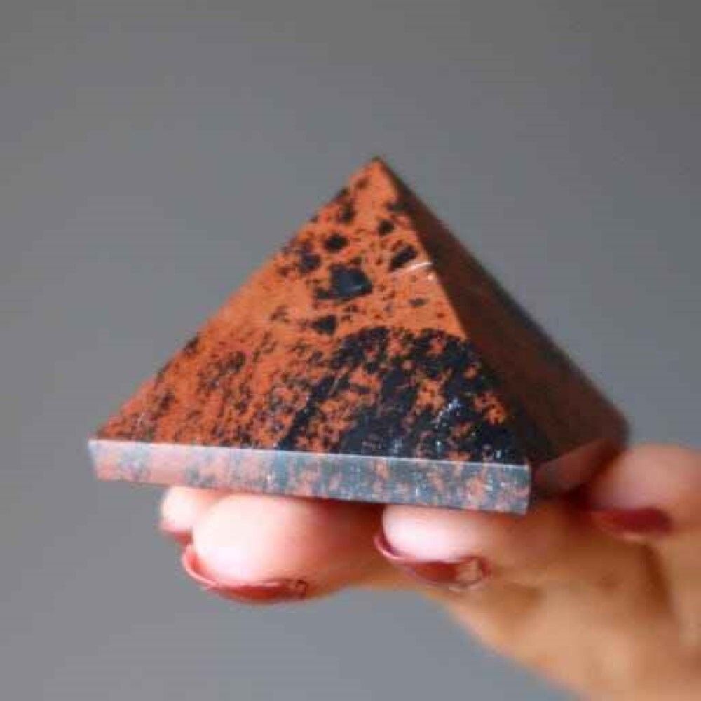 Natural Red Mahogany Obsidian Gemstone Crystal Pyramid