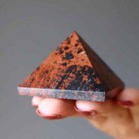 Natural Red Mahogany Obsidian Gemstone Crystal Pyramid