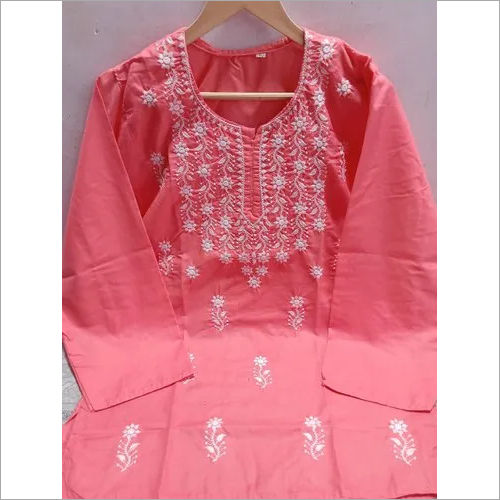 Chikan Lucknowi Designer Cotton Kurti