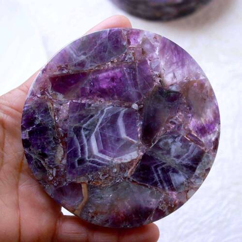 Natural Purple Amethyst Gemstone Round Shape Gemstone Coaster