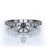 Solitaire Diamond Ring With Side Accents Lab Created Diamond In 14k White Gold 1.60 ct