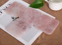 Natural High Quality Rose Quartz Golden Plated Rounded Rectangle Shape Gemstone Coasters