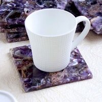 Natural Purple Amethyst Stone Square Shape Gemstone Coaster - A+ Grade Amethyst, 3-4 Inches, Deep Purple Color | Weight: 120 Gm, Shapes: Round Brilliant Cut, Heart Cut