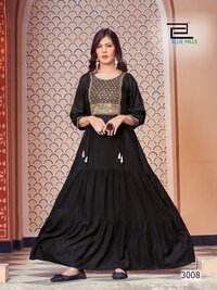 Women Long Frill Gown with Heavy Embroidery work