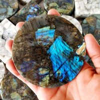 Natural Labradorite Stone Coaster - Agate Material, 3-4 Inch Size, Gray Color, A+ Grade Quality, 120 Gm Weight