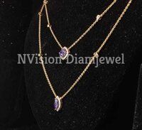 Natural Diamond Purple Gemstone Chain Pendant