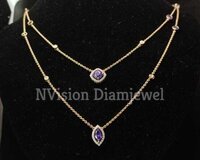 Natural Diamond Purple Gemstone Chain Pendant