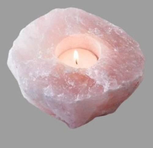 Natural Rose Quartz Gemstone Candle Holder Stand Irregular Shape