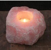 Natural Rose Quartz Gemstone Candle Holder Stand Irregular Shape