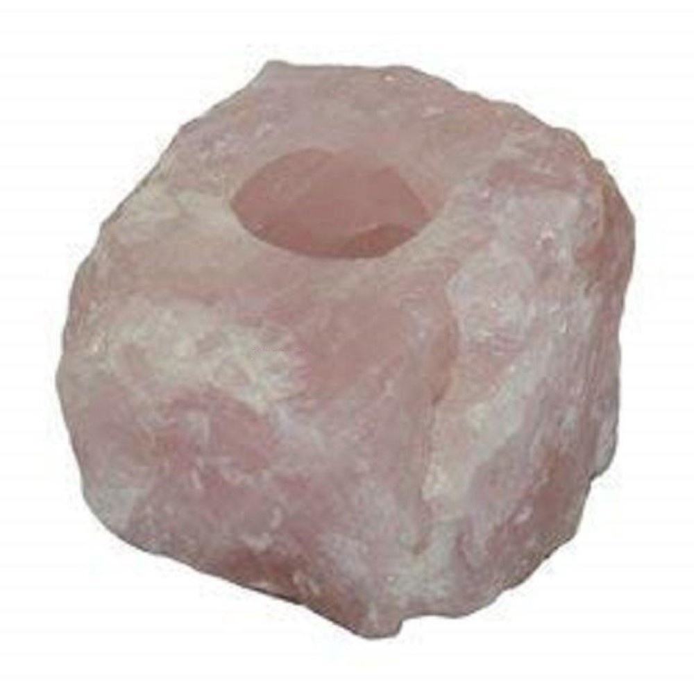 Natural Rose Quartz Gemstone Candle Holder Stand Irregular Shape