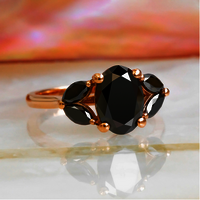 Black Diamond Wedding Rings In Oval And Marquise Shape 14k Rose Gold 1.60 ct