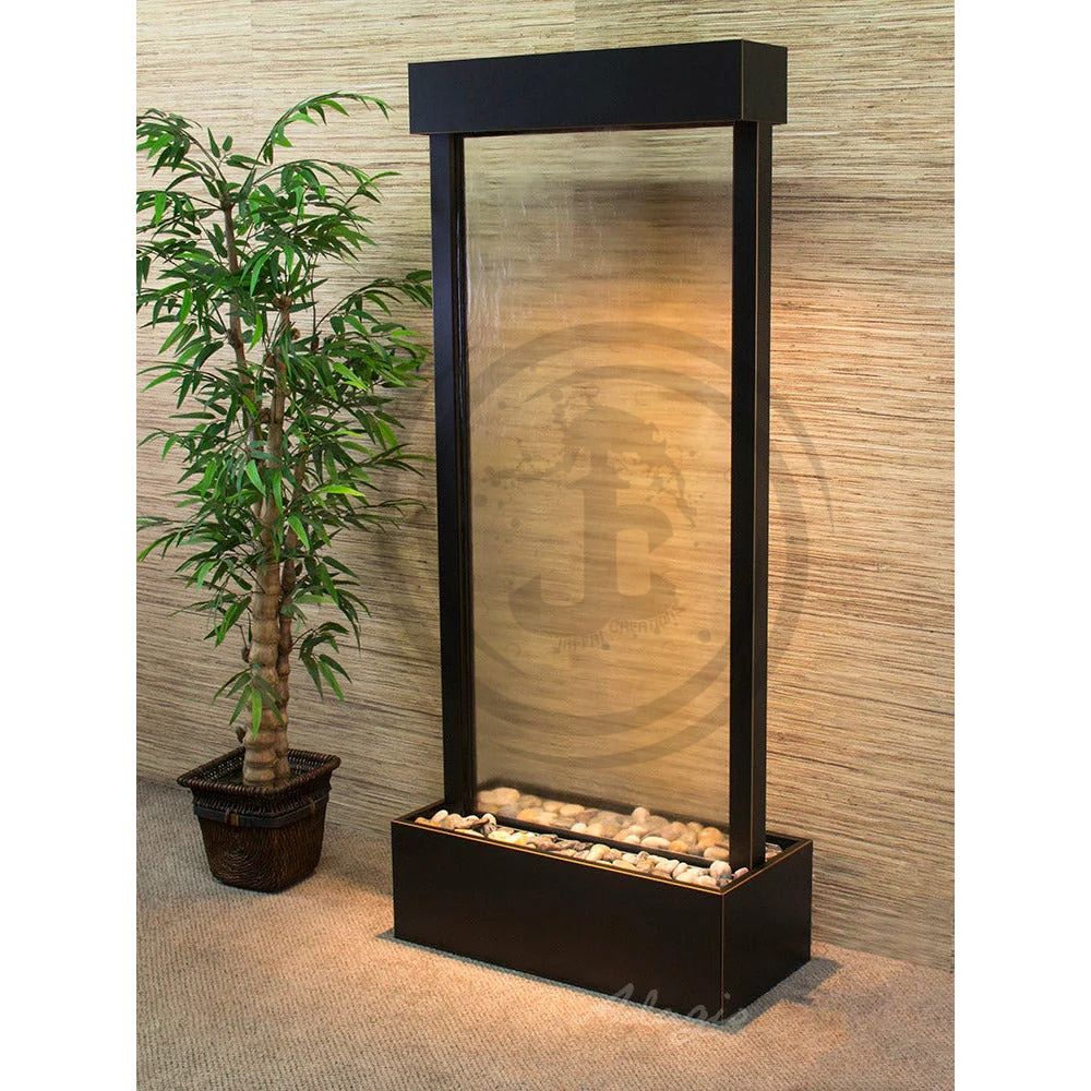 Glass Fountain - Stainless Steel, 5ft x 3ft | Features 4 LED Lights, Kirloskar Submersible Pump, Waterproof Wiring, Indoor Decorative Display