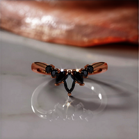 Marquise Shape Black Diamond Wedding Bands In 10k Rose Gold 1.10 CT