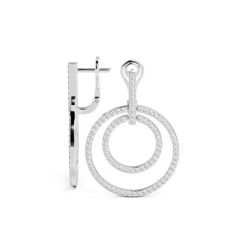 10k White Gold Dangle Earrings In Lab Grown Diamond 3 Ct 1 Inches For Womens Diamond Clarity: Vs2