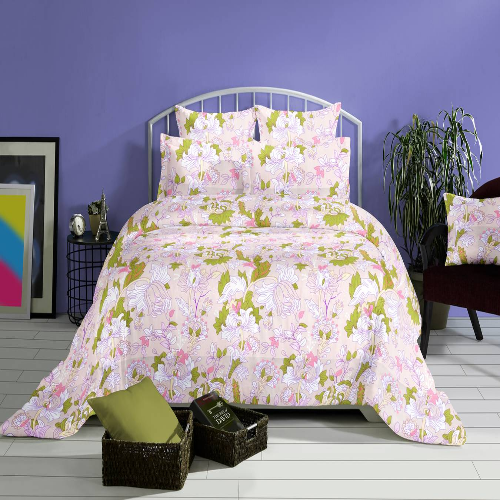 Country Home Double Bed Sheet With Two Pillow Cover