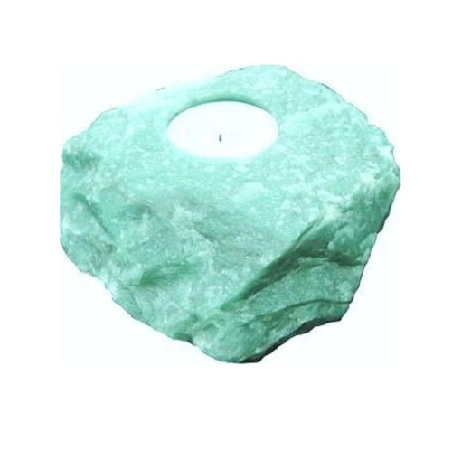 Natural Amazonite Gemstone Gold Plated Candle Holder Stand Irregular Shape Grade: A+