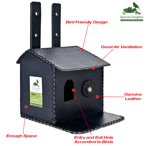 HAND CRAFT LOVR BIRD FLOWER EMBEDDED BIRD HOUSE FOR SPARROW