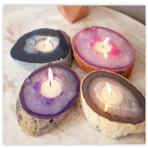 Natural Granite Stone Candle Holder Stand Irregular Shape