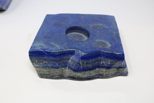 Natural Lapis Lazuli Gemstone Candle Holder Stand Irregular Shape
