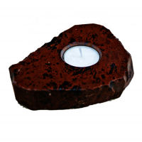 Natural Mahogany Obsidian Gemstone Candle Holder Stand Irregular Shape