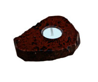 Natural Mahogany Obsidian Gemstone Candle Holder Stand Irregular Shape