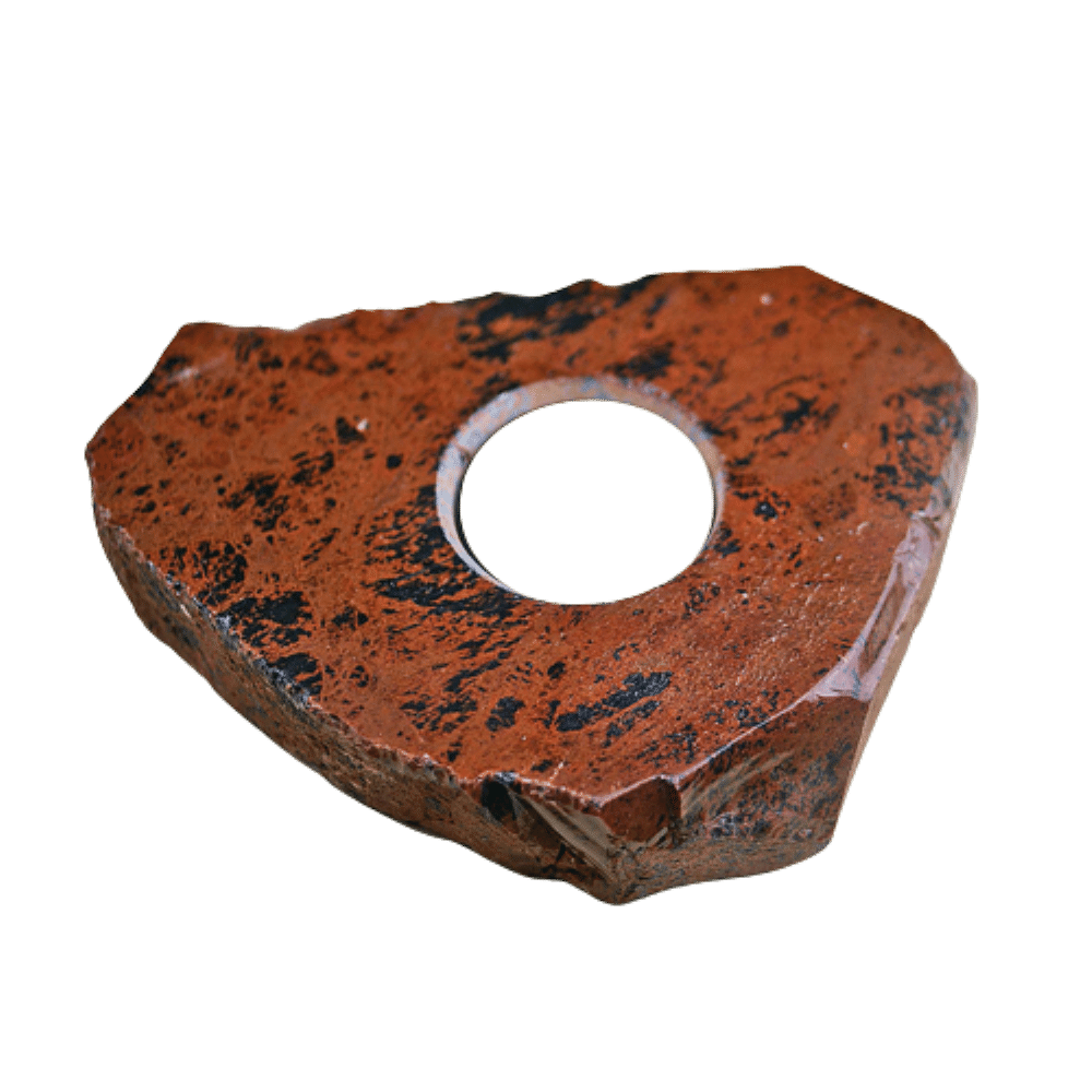 Natural Mahogany Obsidian Gemstone Candle Holder Stand Irregular Shape