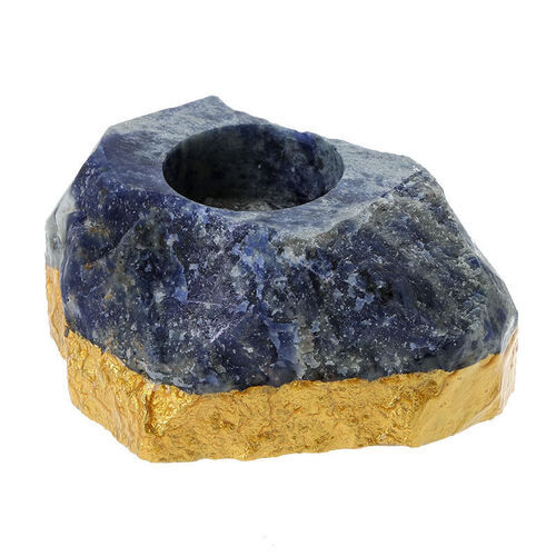 Natural Sodalite Gemstone Candle Holder Stand Irregular Shape Grade: A+