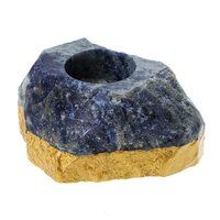 Natural Sodalite Gemstone Candle Holder Stand Irregular Shape