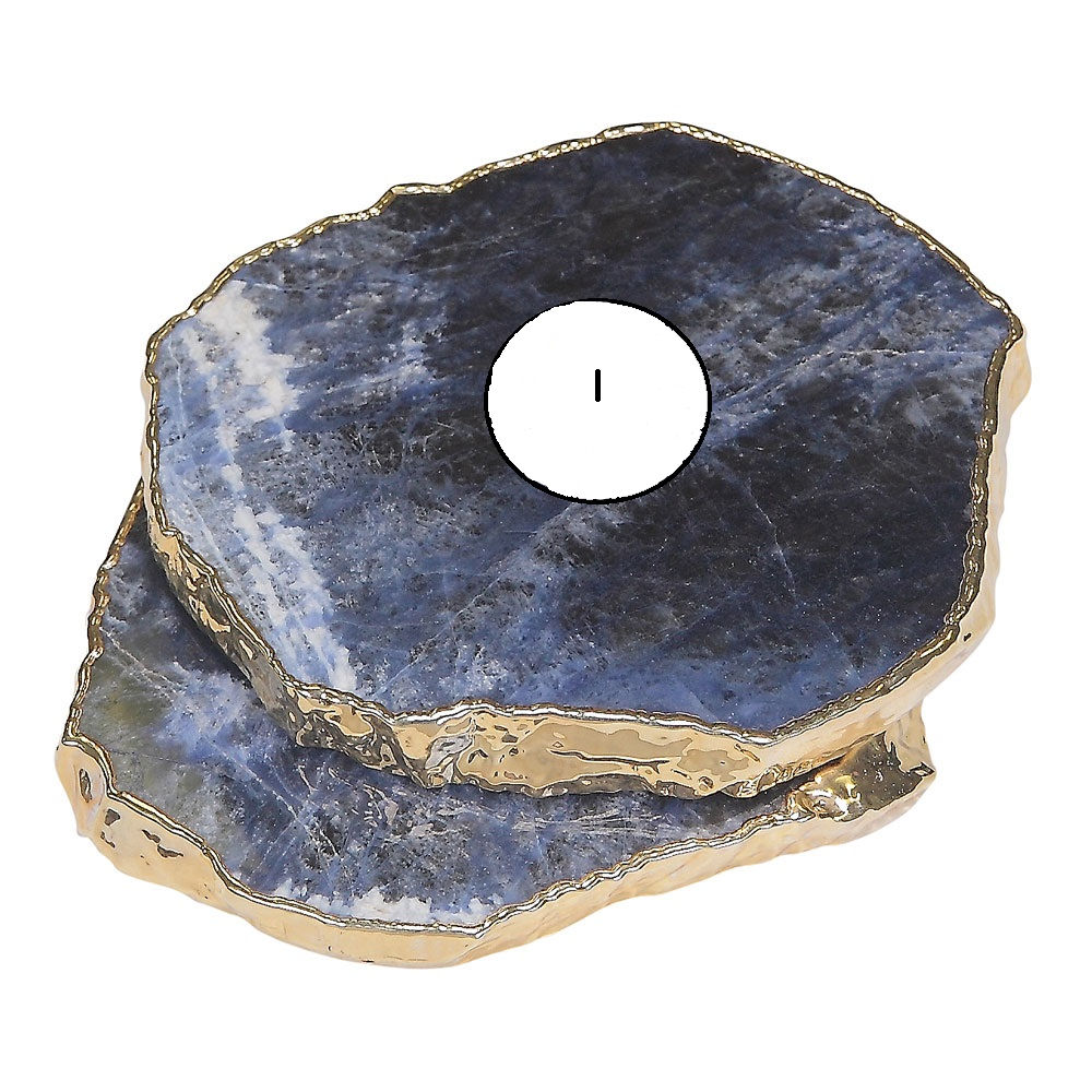 Natural Sodalite Gemstone Candle Holder Stand Irregular Shape