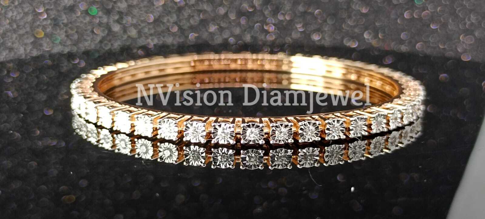 Rose Gold Natural Diamond Miracle Plate Tikli Setting Bangle