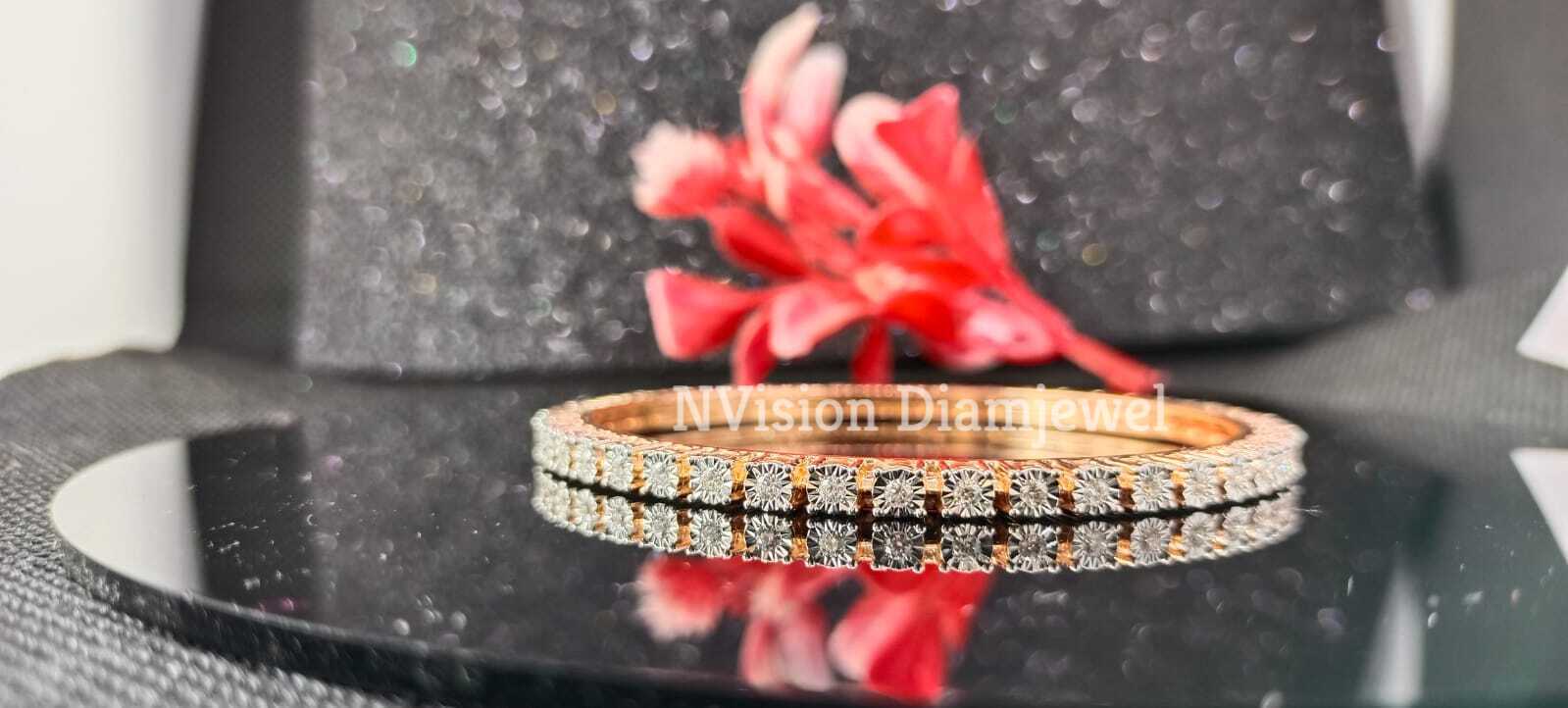 Rose Gold Natural Diamond Miracle Plate Tikli Setting Bangle